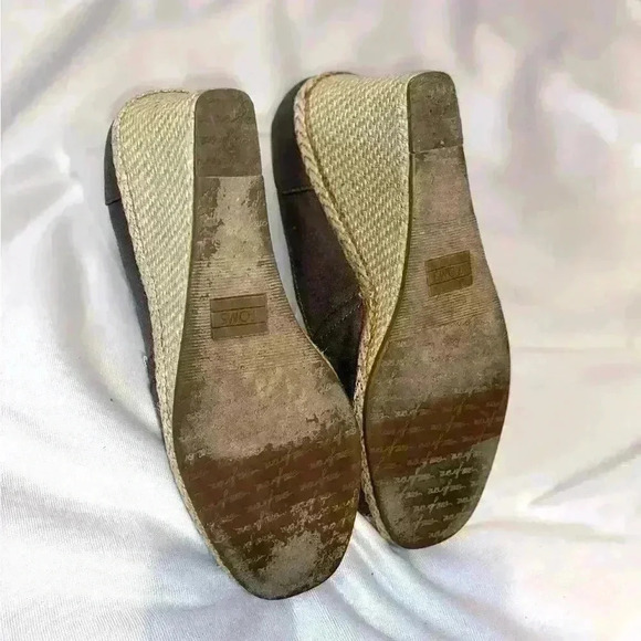 TOMS | Calypso Grey Peep Toe Espadrille Wedge | Size 10 - Picture 4 of 4